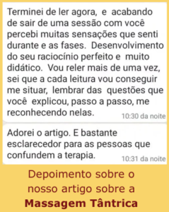 Depoimento sobre a massagem tântrica da Andreza